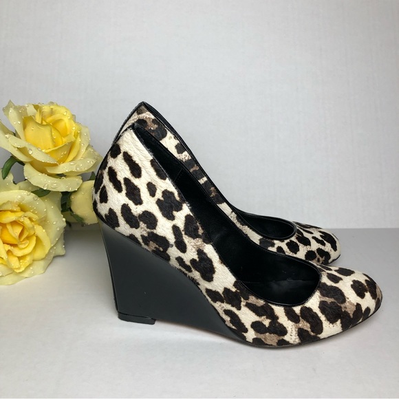 White House Black Market (WHBM) Leopard Print Calf Hair Pump/Wedges - Picture 4 of 6